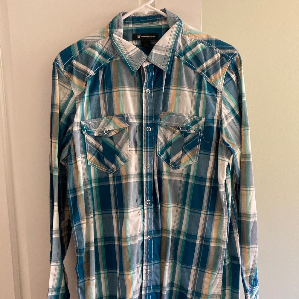 INC International Concepts - Men's long sleeve snap button shirt.  Size medium